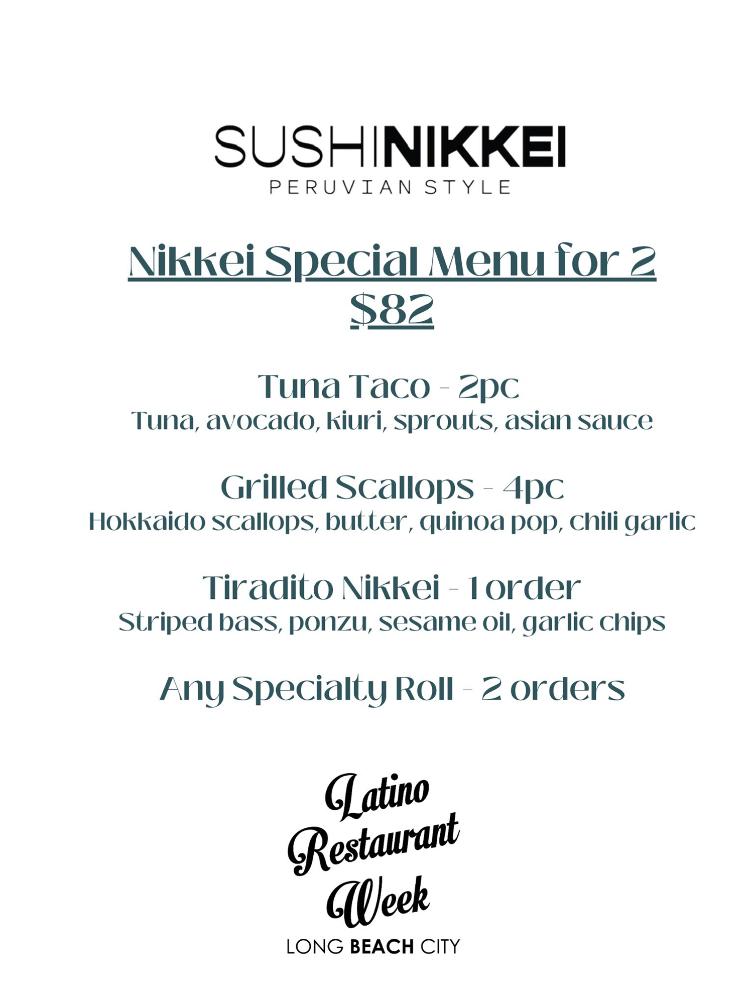 Nikkei Menu