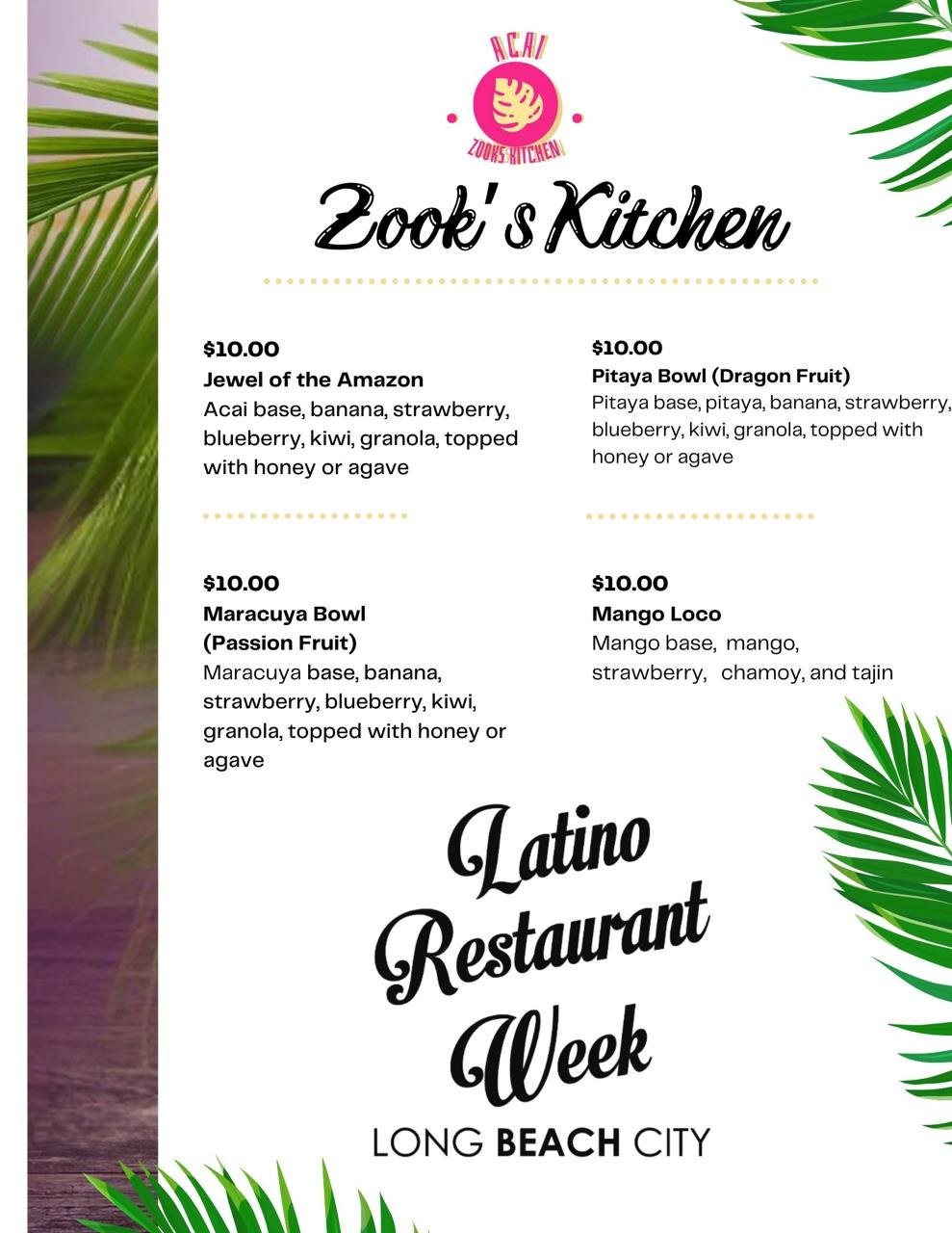 Zooks Kitchen Menu